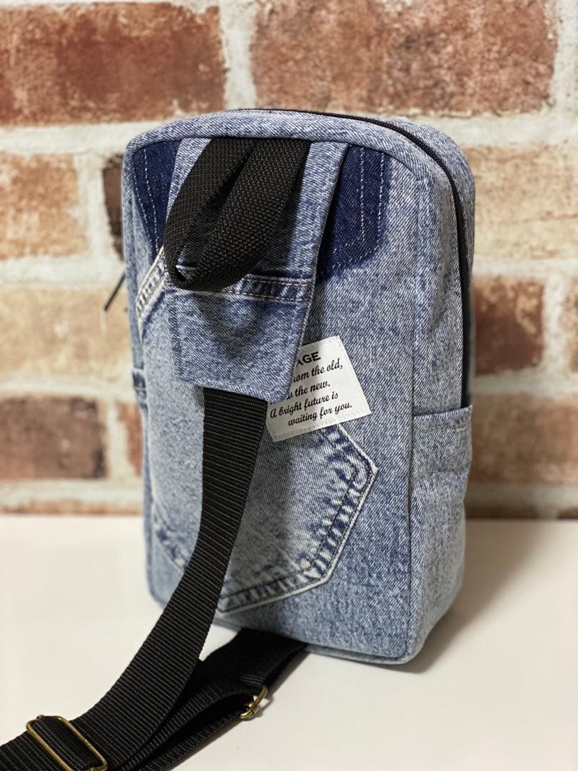 〈1053〉デニムリメイク 【男前】ワンショルダーボディバッグ ハンドメイド