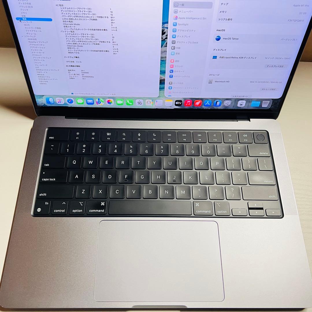 USキーMacBookPro 2021 A2442 M1 Pro 32GB1TB