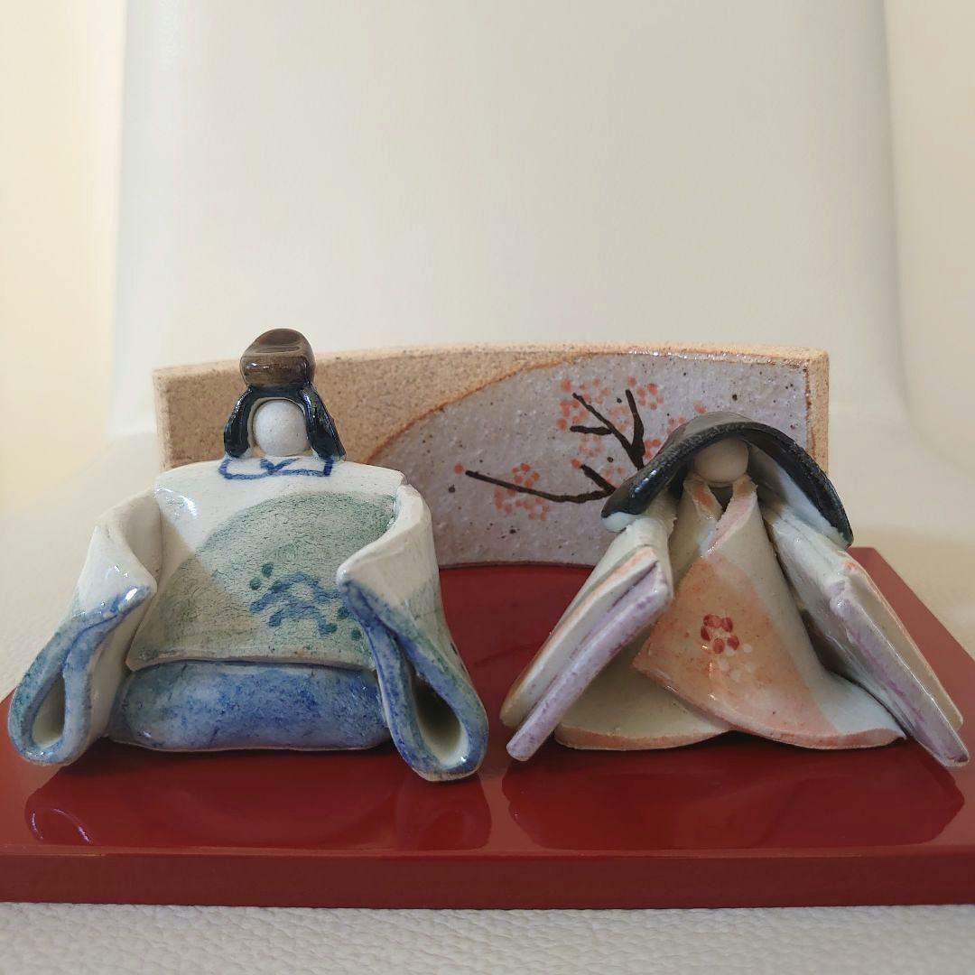 たち吉　陶器製　雛人形　屏風・台座付　ほら工房　浜田純子作　橘吉　ひな人形