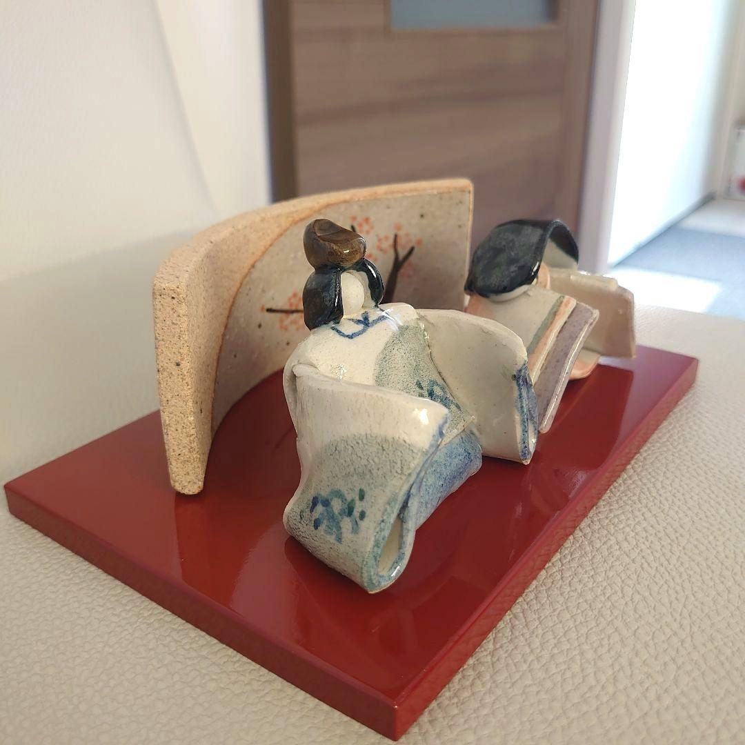 たち吉　陶器製　雛人形　屏風・台座付　ほら工房　浜田純子作　橘吉　ひな人形