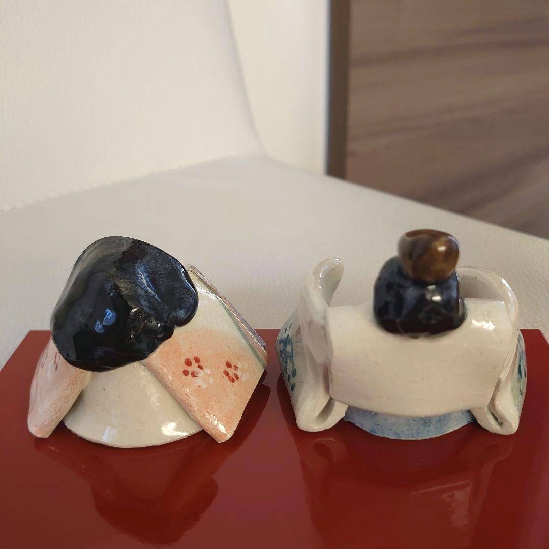 たち吉　陶器製　雛人形　屏風・台座付　ほら工房　浜田純子作　橘吉　ひな人形