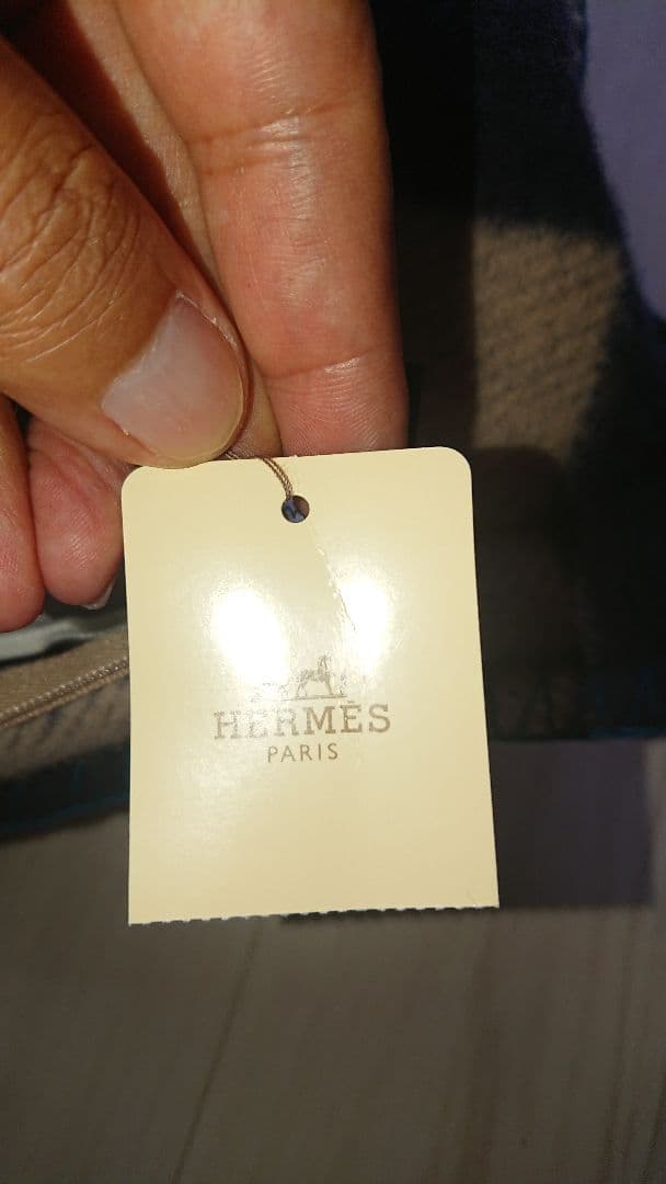 Hロゴ入りチェック柄クッション