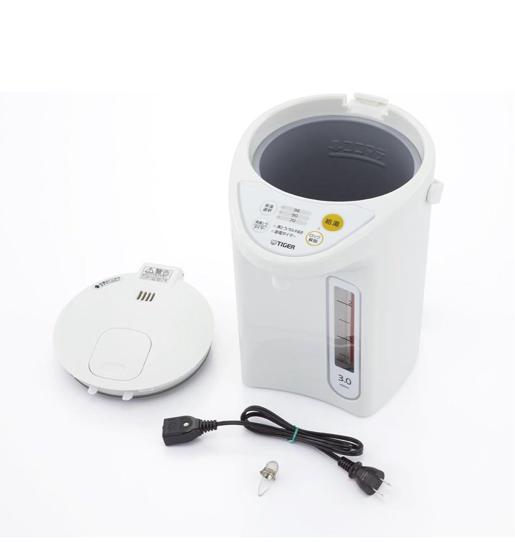 タイガー 魔法瓶 マイコン 電気 ポット 3L ホワイト
