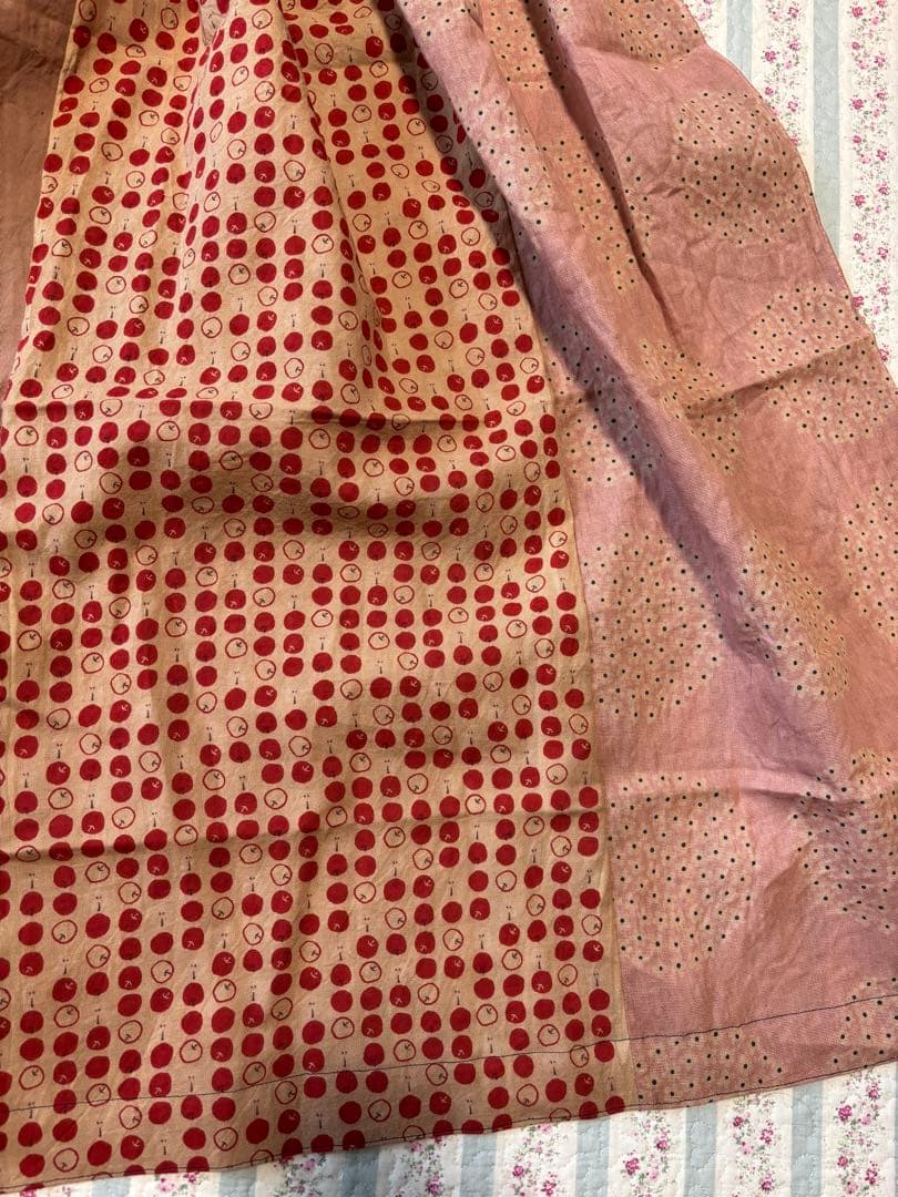 1105 エプロン　かき氷　手ぬぐい　リメイク　handmade 柿渋染　手拭い