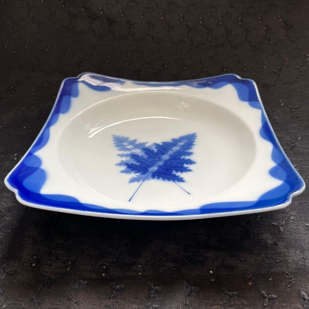 香蘭社　リーフ柄　角鉢　大鉢　レトロ