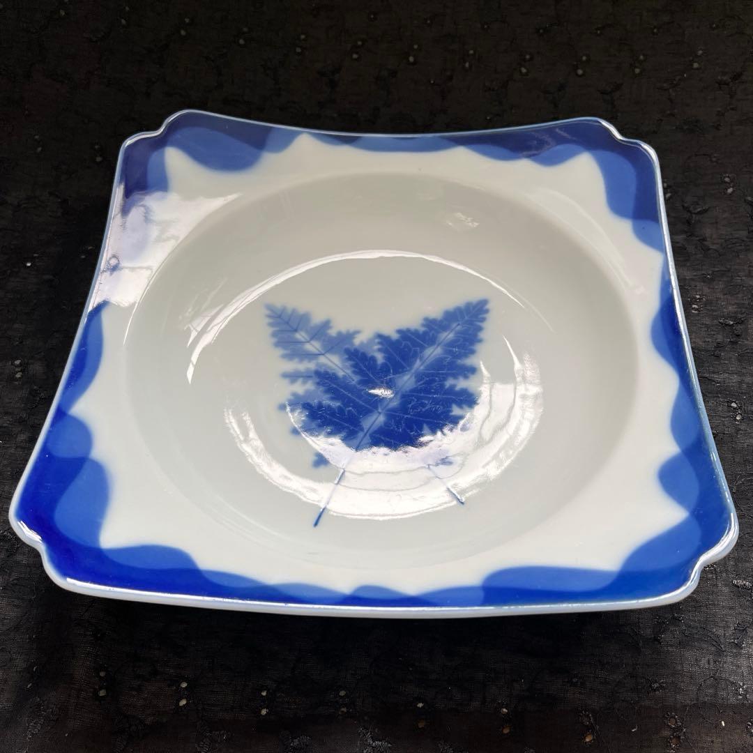 香蘭社　リーフ柄　角鉢　大鉢　レトロ