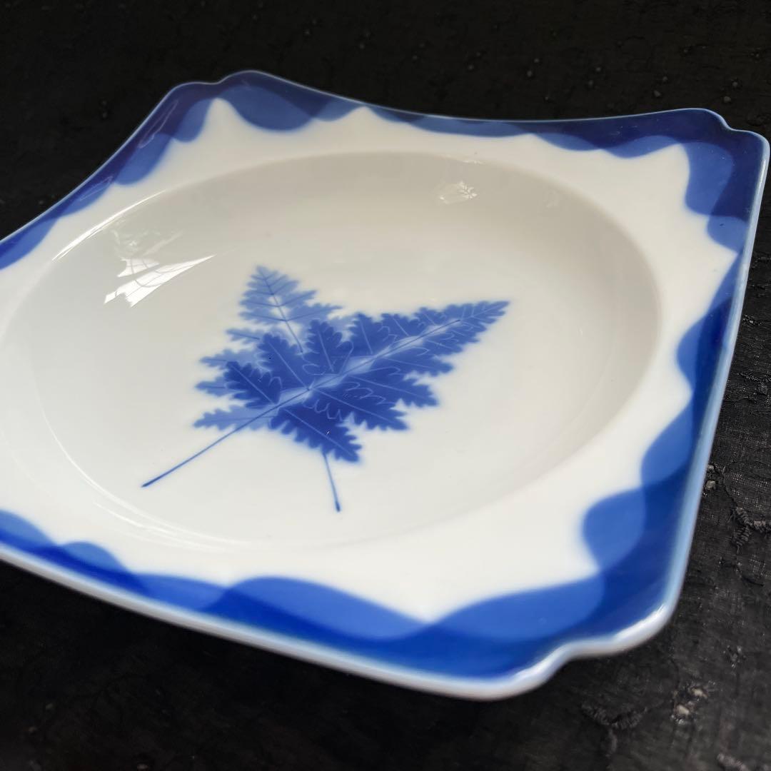 香蘭社　リーフ柄　角鉢　大鉢　レトロ