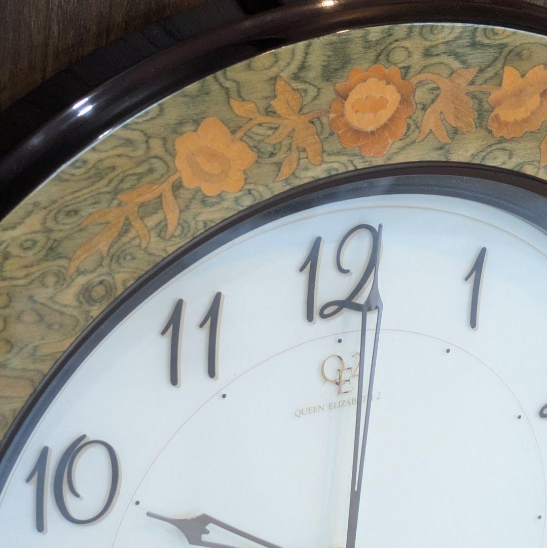 QUEEN ELIZABETH 2 花柄掛時計 日本製 リズム時計