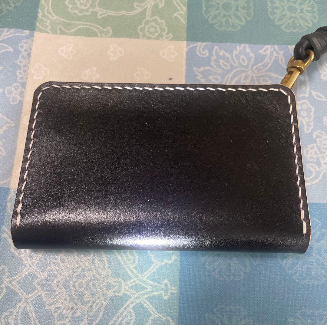 トラッカーウォレット　ミドル　丘染ブラック　黒　真鍮ホック　ウォレットロープ