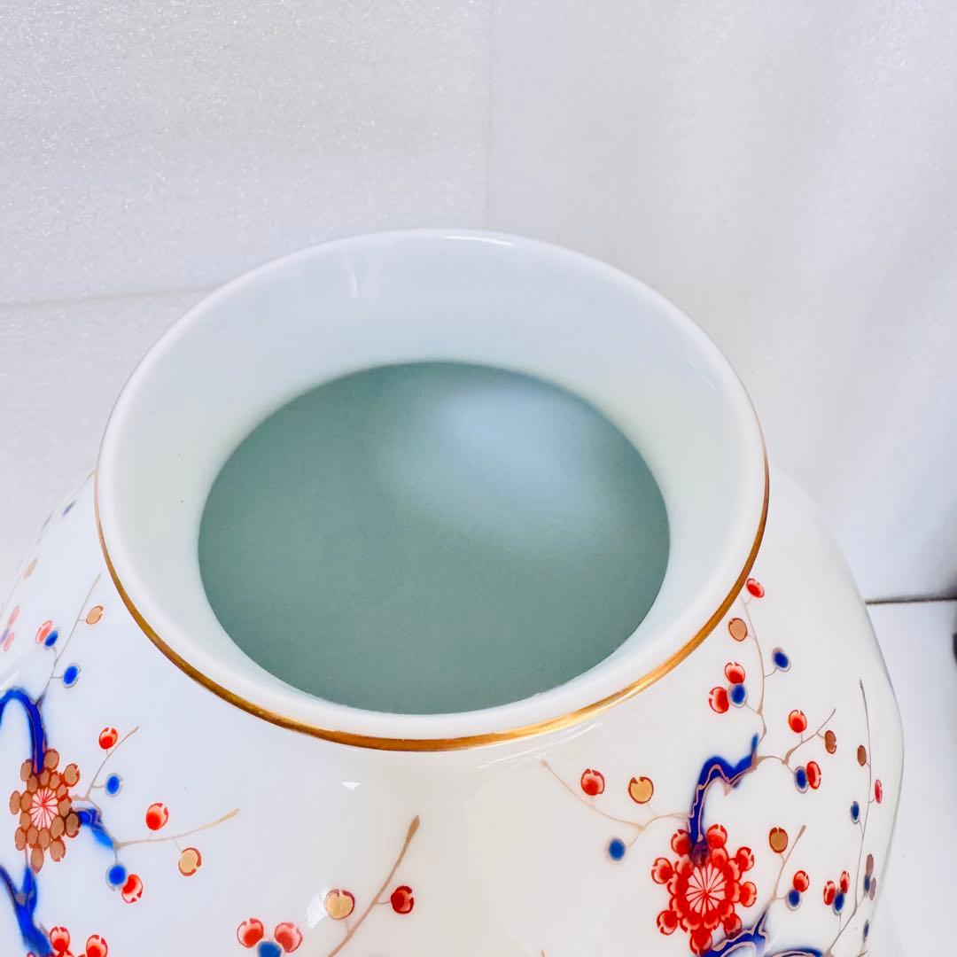 【極美品】深川製磁　宮内庁御用達　 大型花瓶 瑠璃梅図 金彩 壺 稀少品　老舗