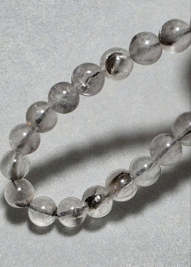 6.8ミリ　プラチナルチルクォーツブレスレット　ブルッカイトインクォーツ