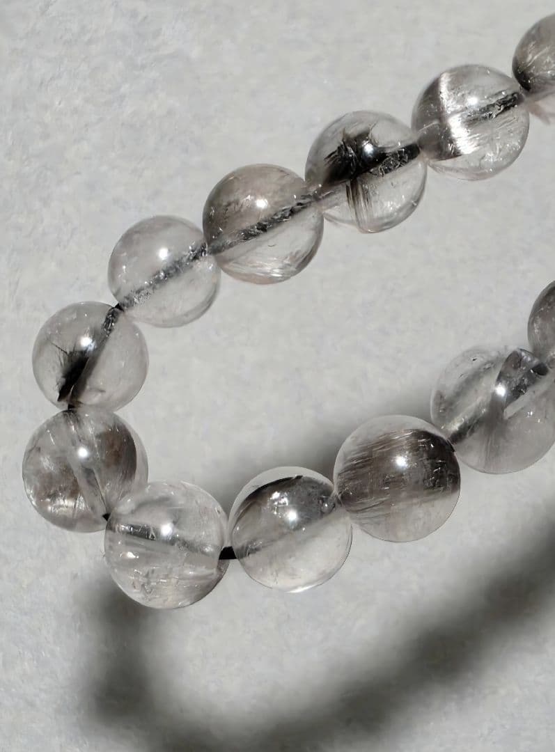 6.8ミリ　プラチナルチルクォーツブレスレット　ブルッカイトインクォーツ