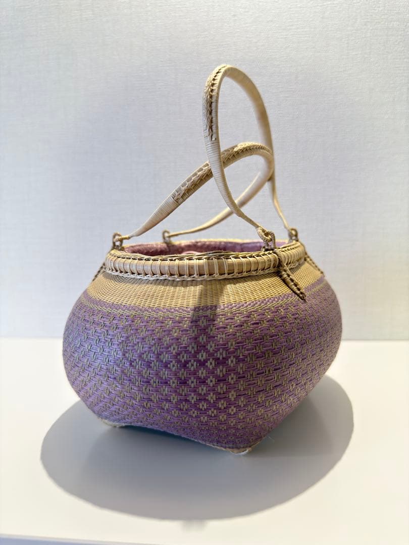 新品　桃色　春　プラニー工房　タイ王室御用達　竹　かごバック