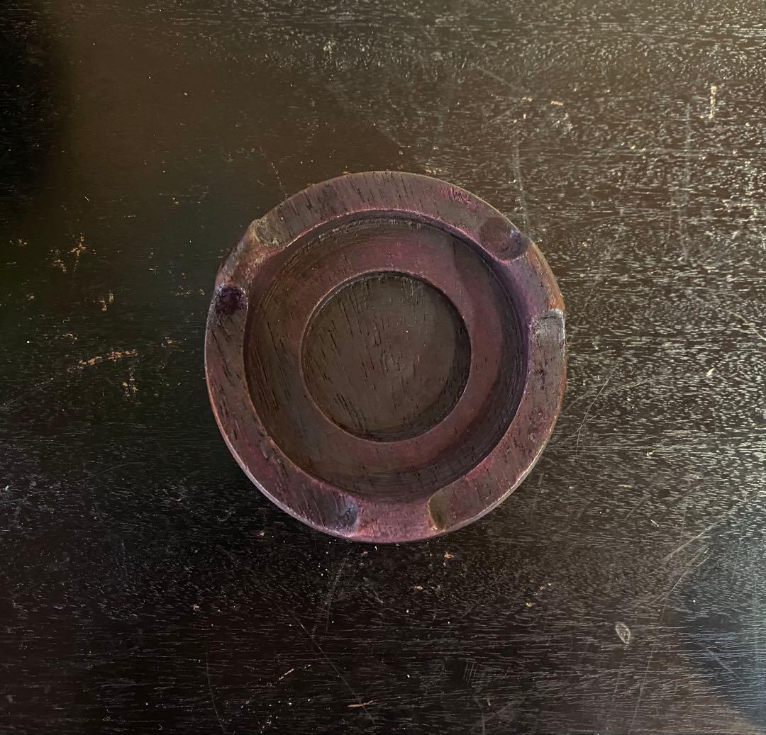 希少豆サイズ・安南 クアンドゥック石灰「豆壺」・唐木鑑賞スタンド付・２点セット