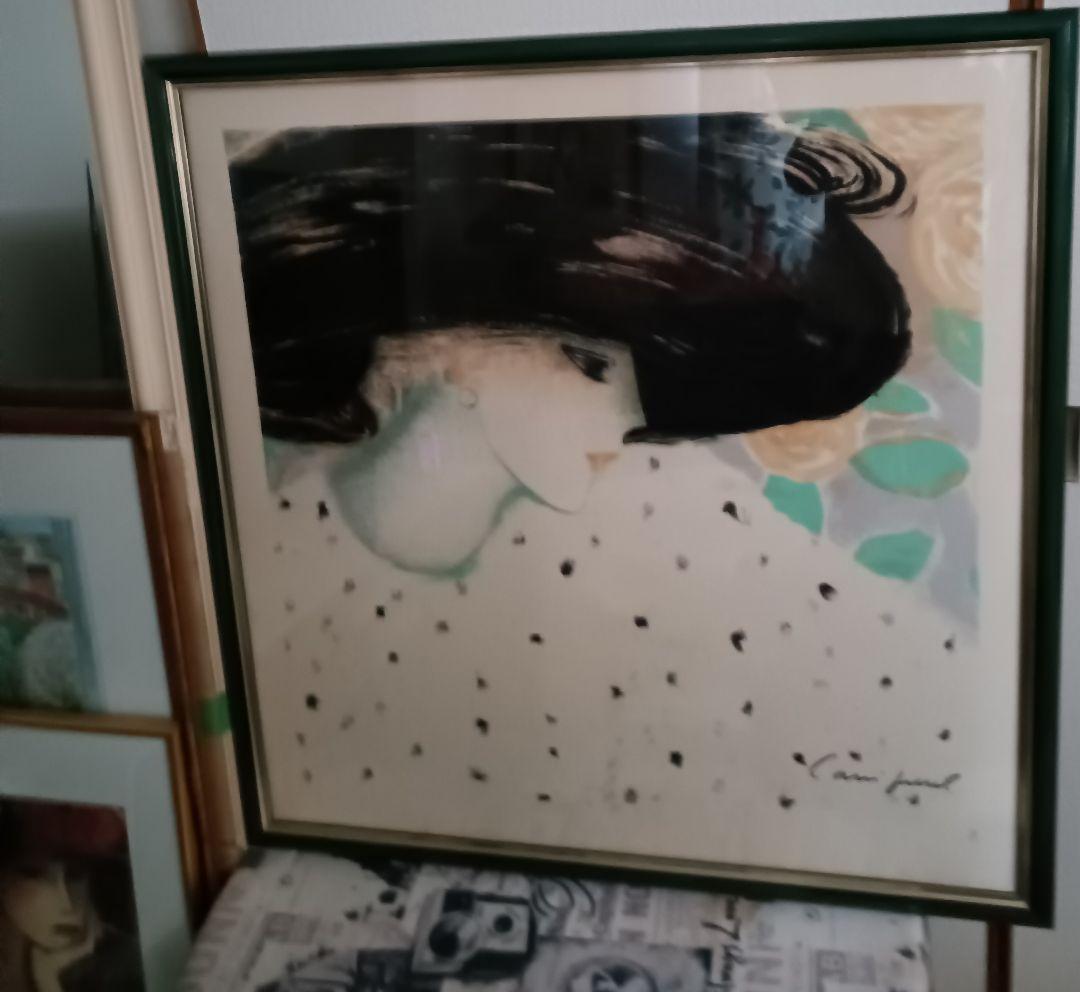 【ジャン・ピェール・カシニョール】黒い帽子の婦人　技法　スカーフ