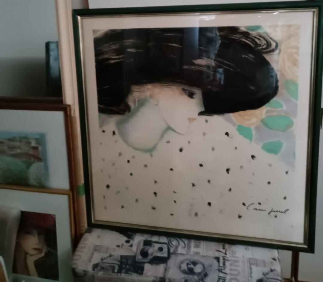 【ジャン・ピェール・カシニョール】黒い帽子の婦人　技法　スカーフ