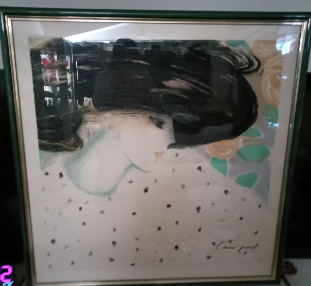 【ジャン・ピェール・カシニョール】黒い帽子の婦人　技法　スカーフ