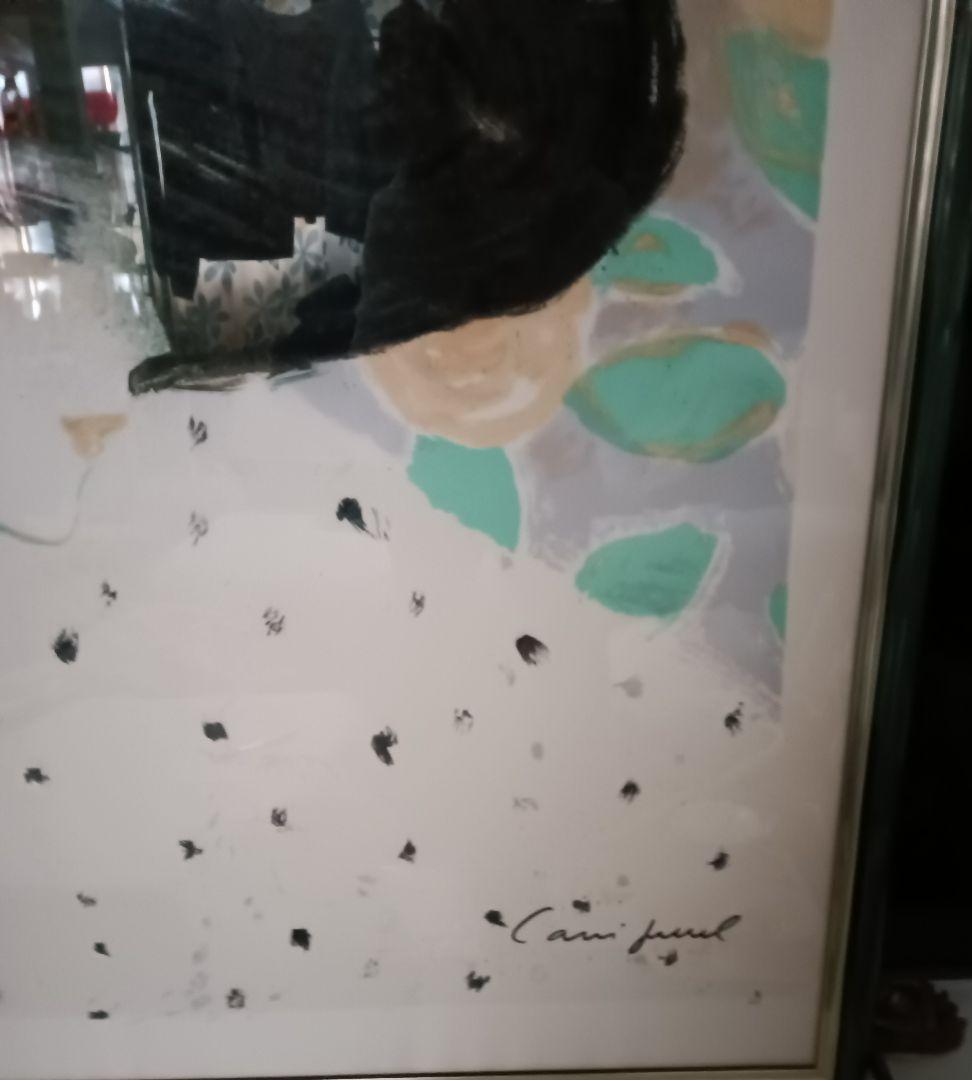 【ジャン・ピェール・カシニョール】黒い帽子の婦人　技法　スカーフ