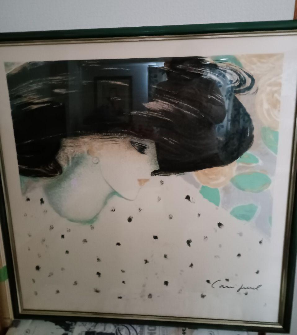 【ジャン・ピェール・カシニョール】黒い帽子の婦人　技法　スカーフ