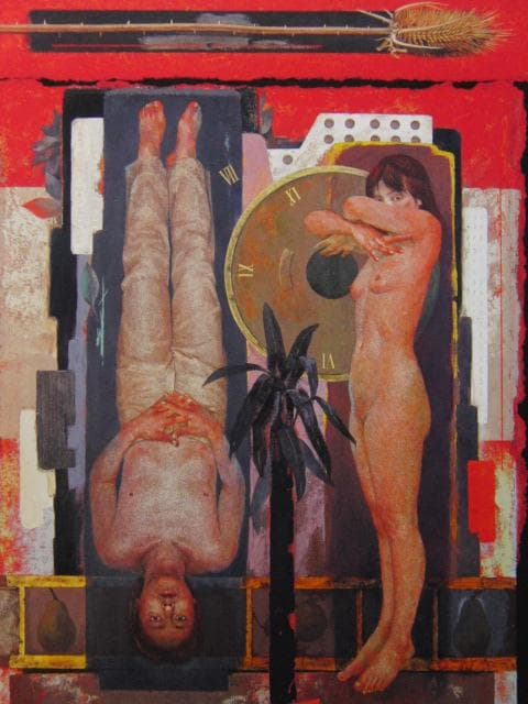 今井充俊、【パリテスの図】、希少な大判額装用画集より、美品、日本人画家