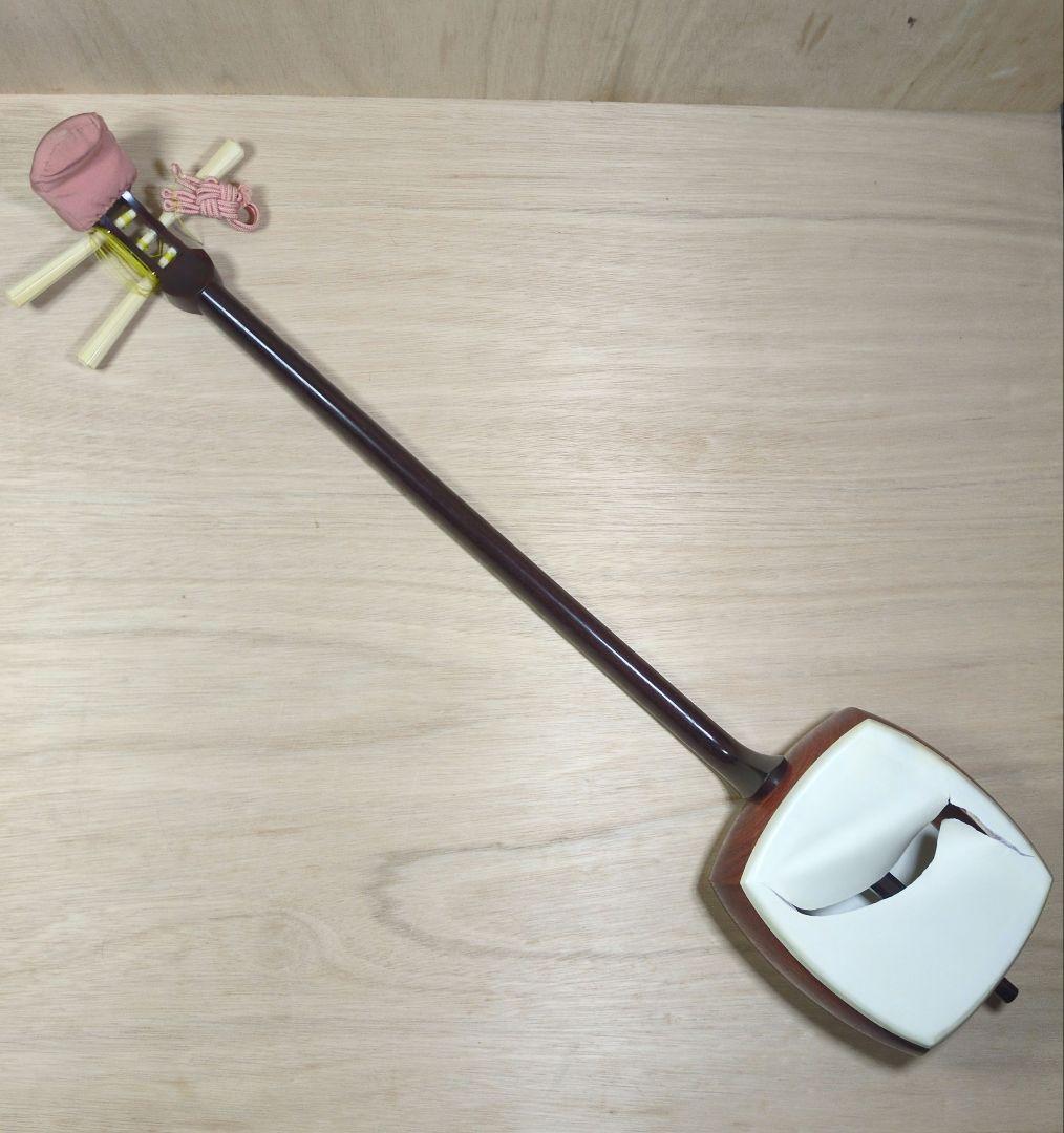 あ*ま様 鶴屋三絃店　鶴秋　高級 三味線　東地唄　皮破れ　綾杉　金細