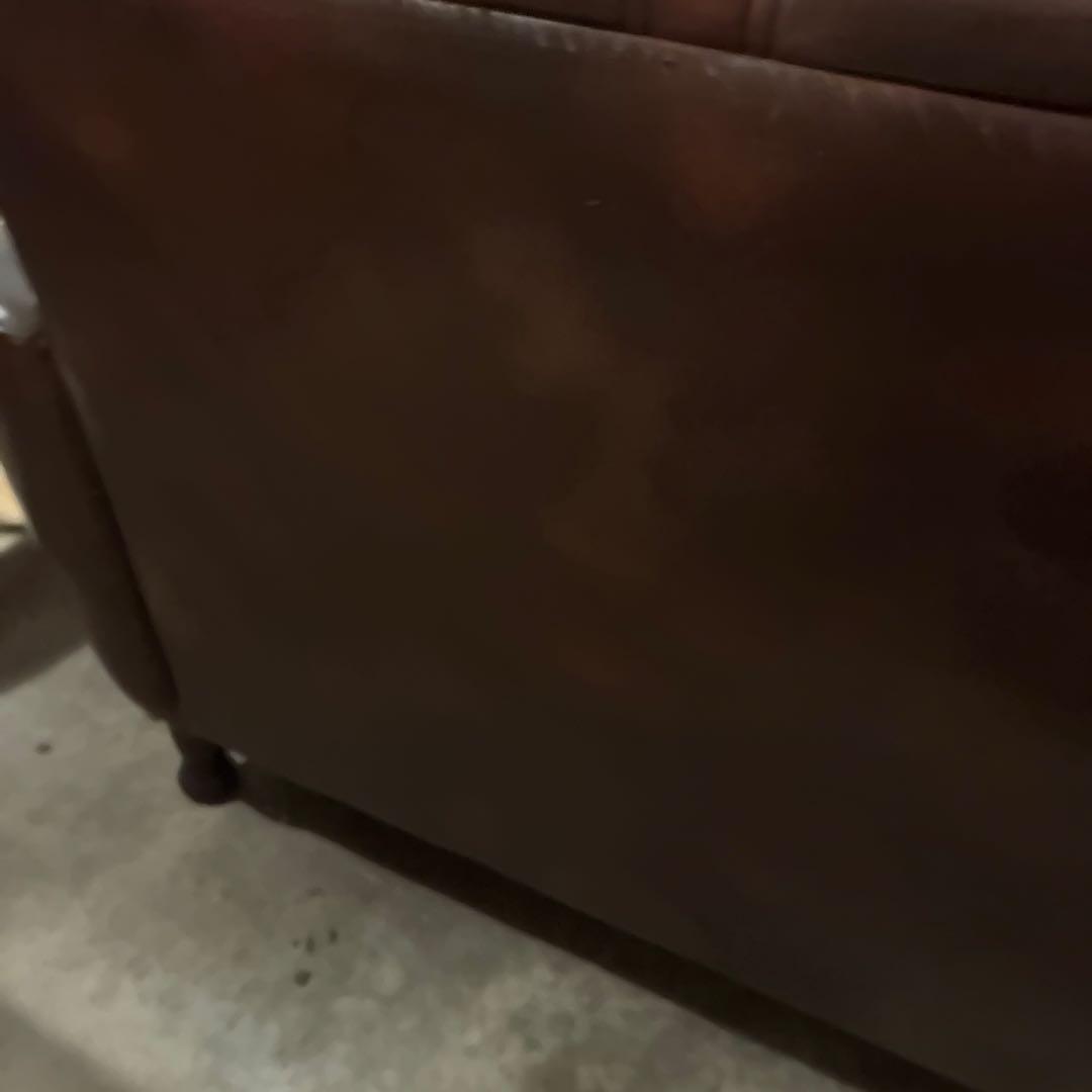 ミッドセンチュリー ソファ 3人掛け レザー 合皮 茶系 ローソファ 会議