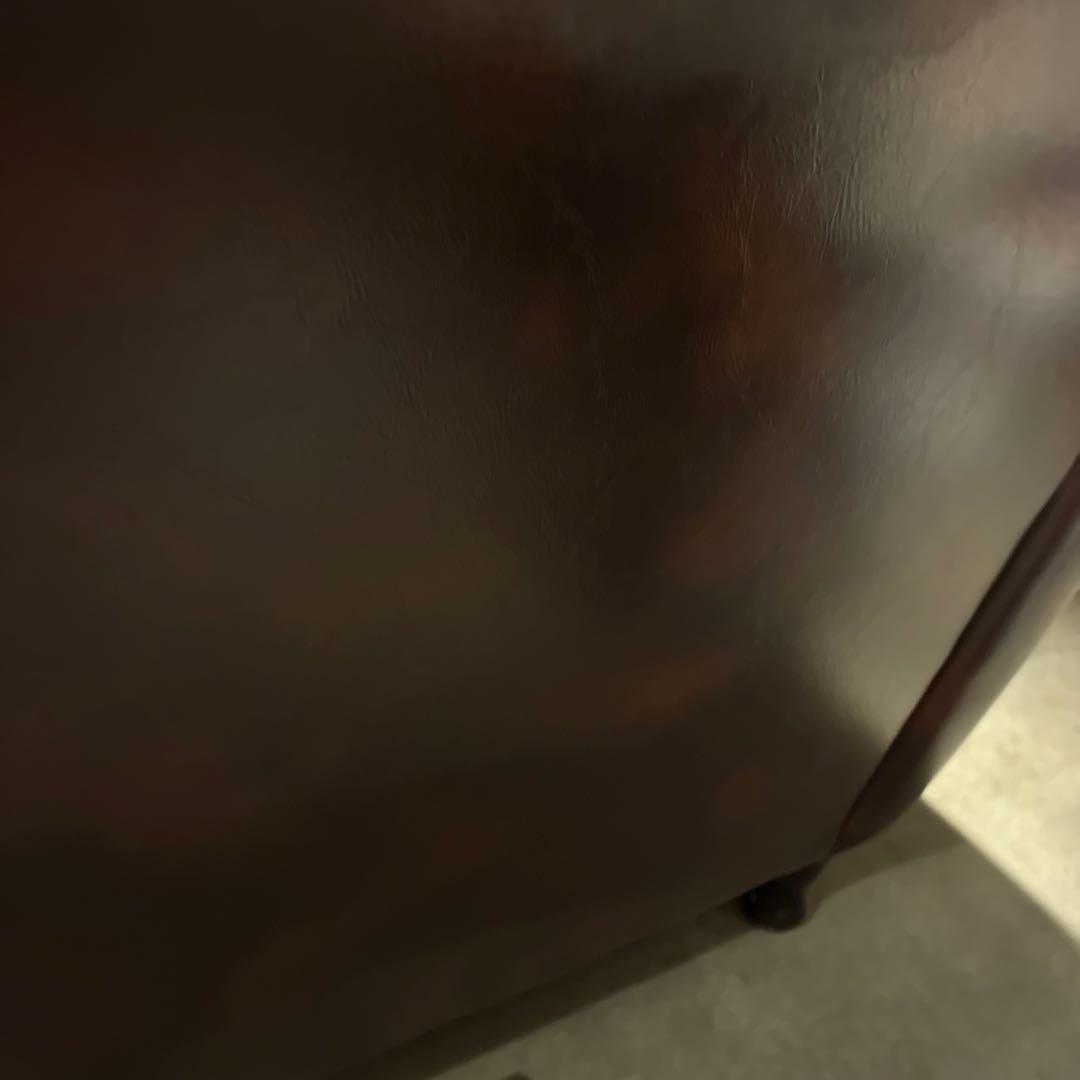 ミッドセンチュリー ソファ 3人掛け レザー 合皮 茶系 ローソファ 会議