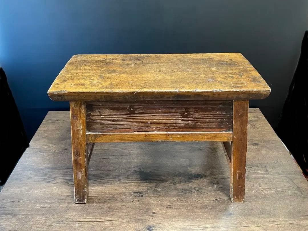 アンティーク 無垢材 引出し付　スツール　ベンチ　花台