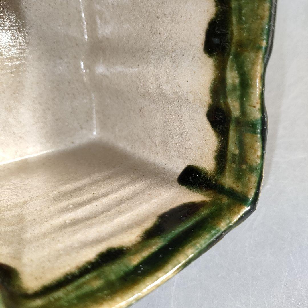 A1360-5/織部焼/幸兵衛窯/加藤卓男/織部角形筒深向付5客/共箱/懐石道具