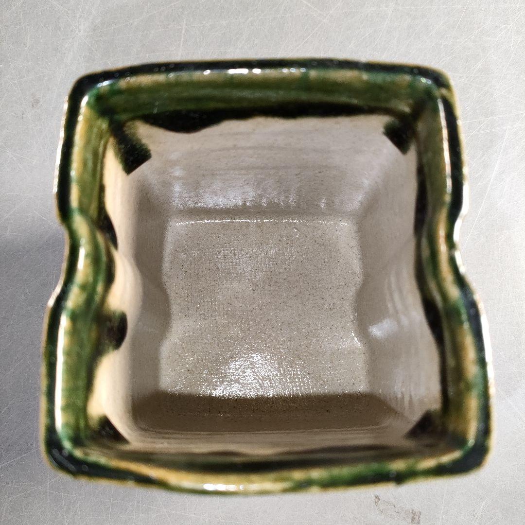 A1360-5/織部焼/幸兵衛窯/加藤卓男/織部角形筒深向付5客/共箱/懐石道具