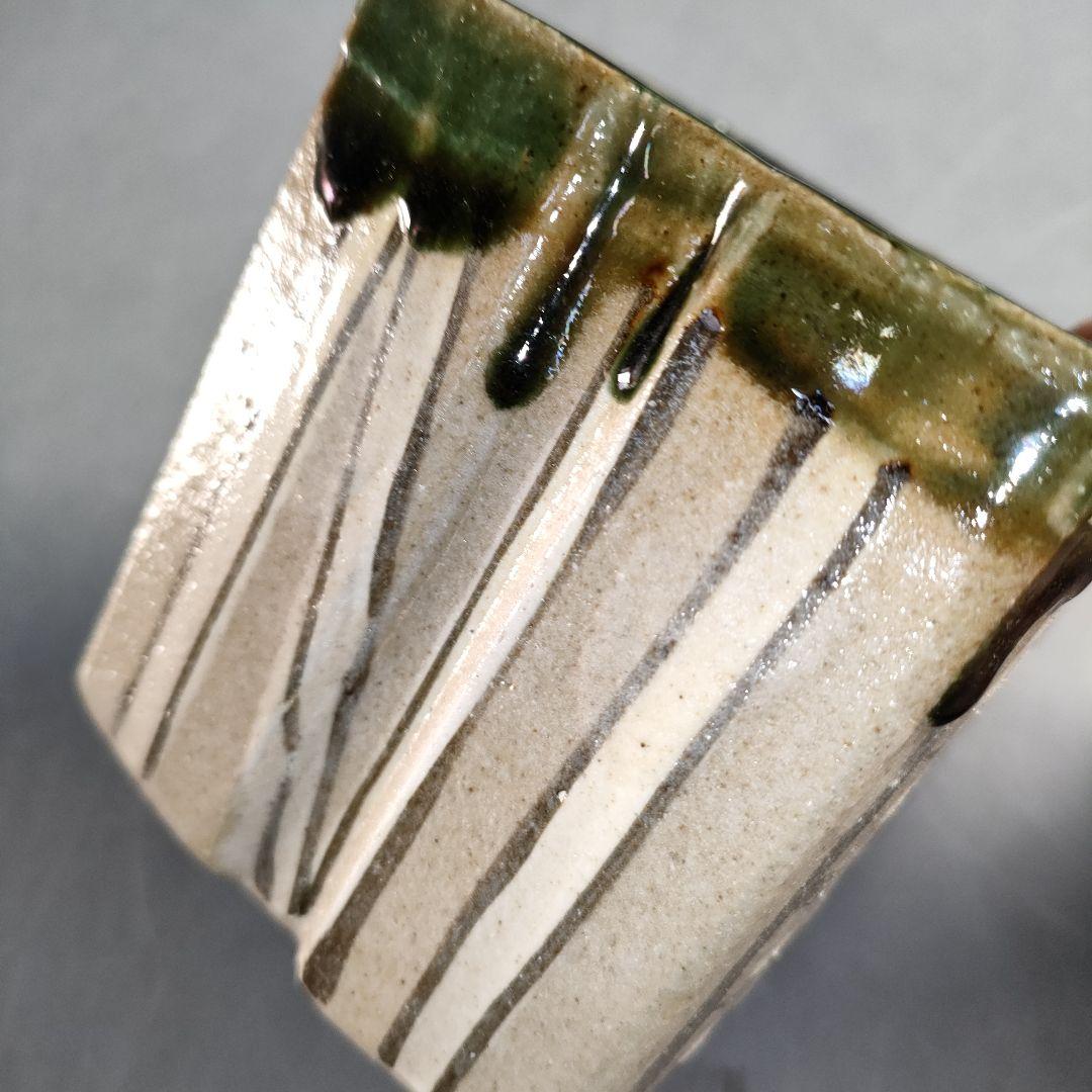 A1360-5/織部焼/幸兵衛窯/加藤卓男/織部角形筒深向付5客/共箱/懐石道具