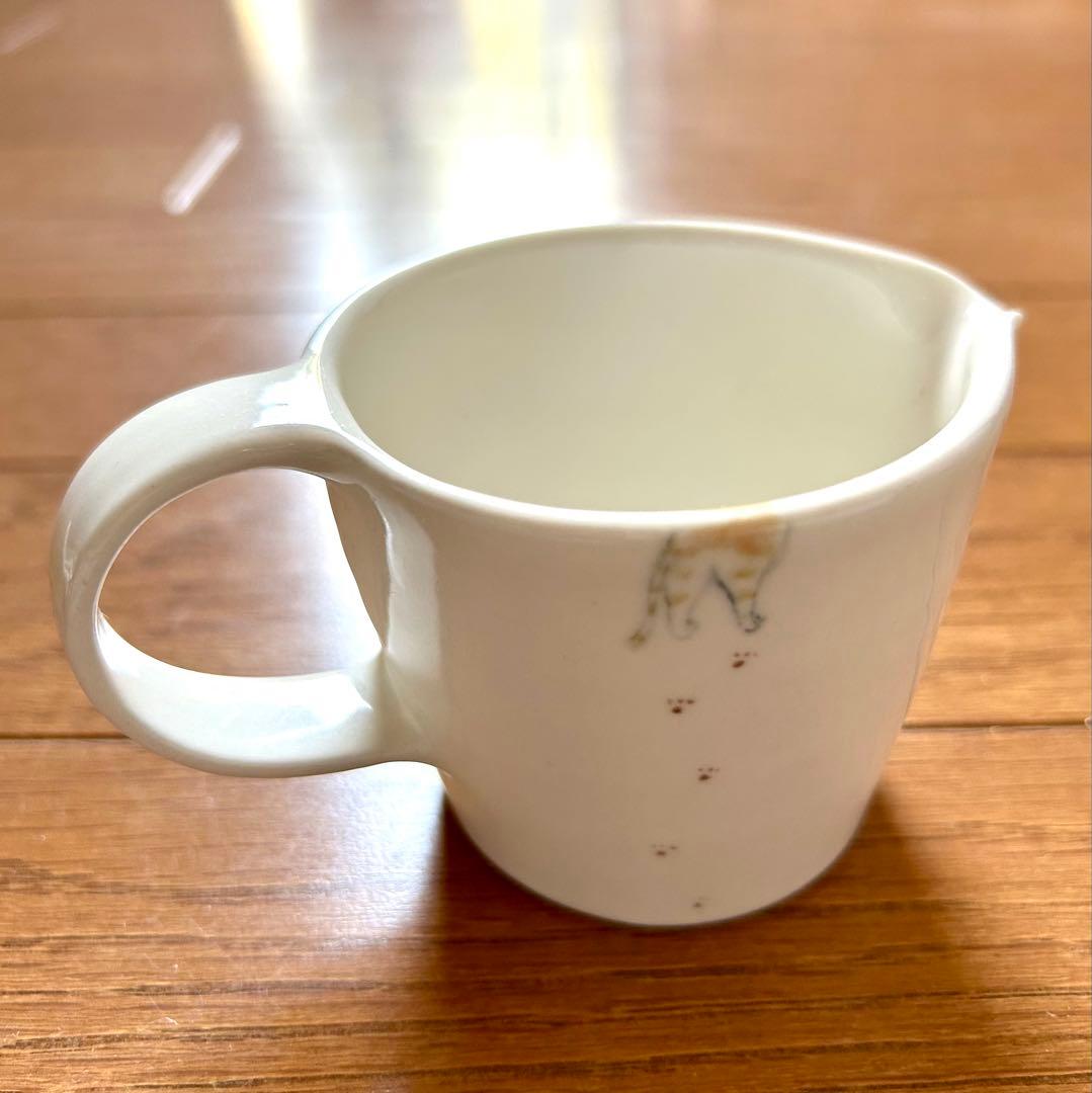 石川覚子さん作＊猫柄のミルクピッチャー+豆皿2枚セット