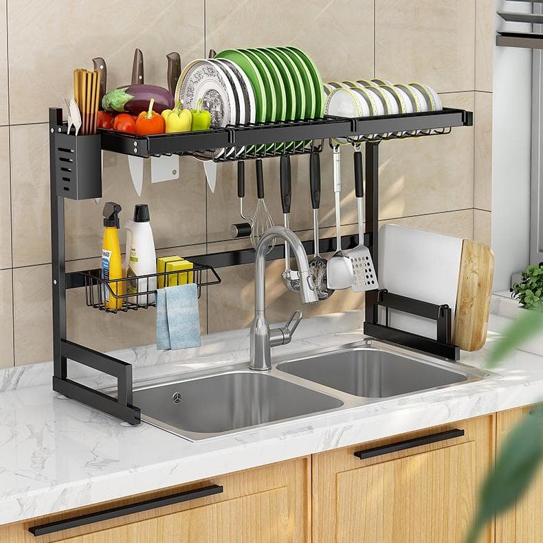 キッチンラック 幅85cm 水切りラック シンク 省スペース 大容量 スポンジ