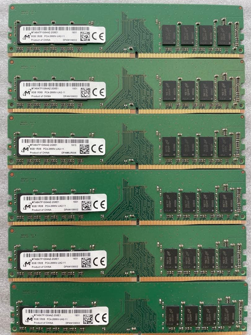 MTA8ATF1G64AZ-2G6E1 8GB DDR4 メモリ計6枚まとめ売り