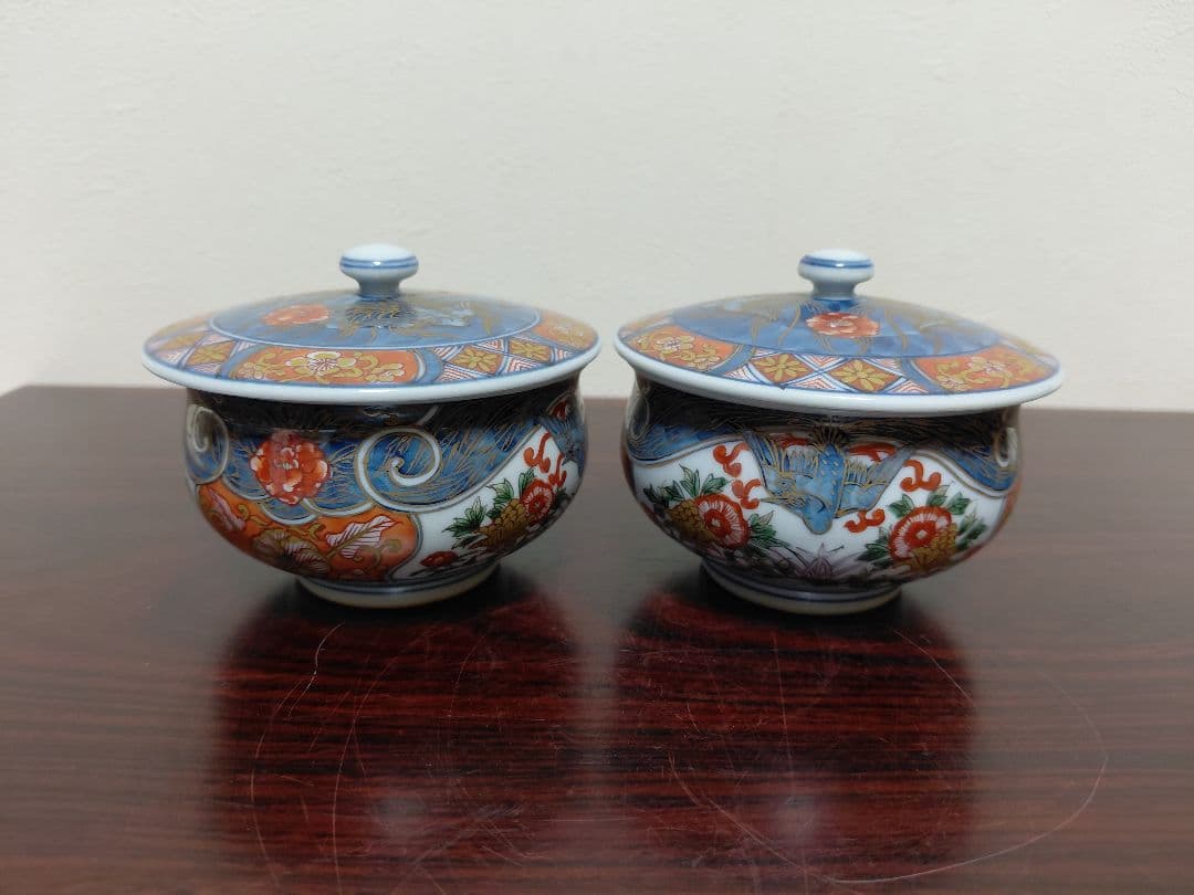 有田焼 館林源右衛門 蓋付茶碗 五客 茶道具 煎茶道具