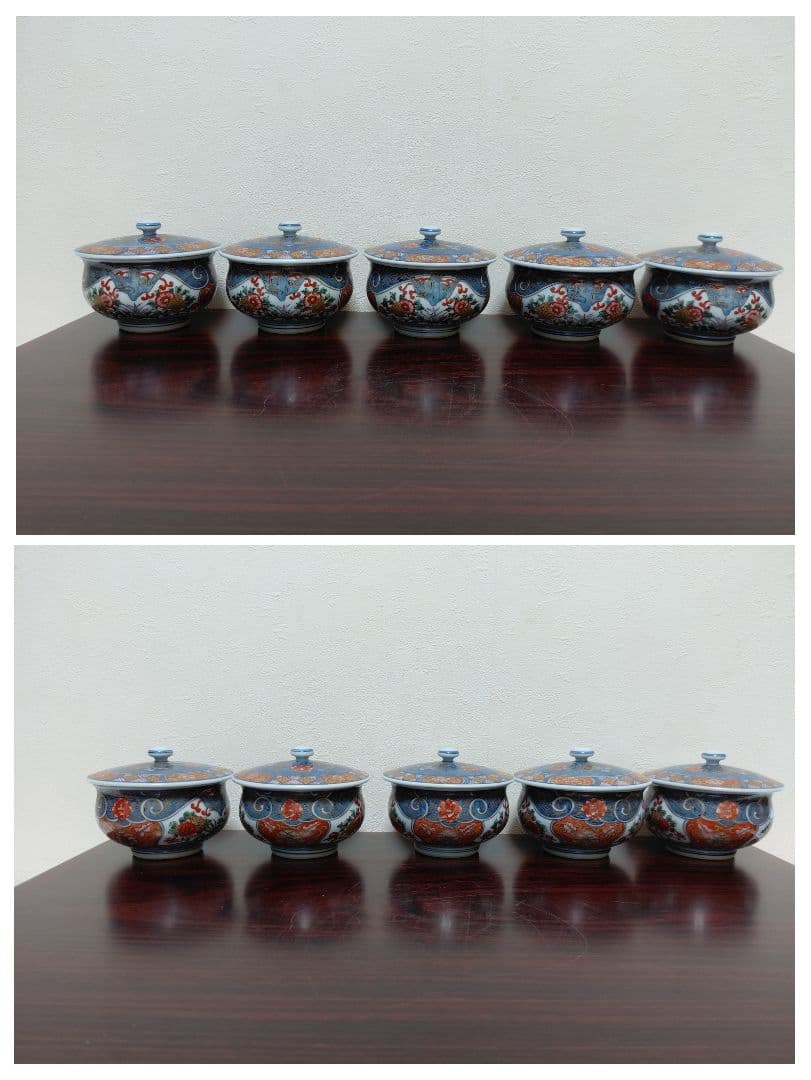 有田焼 館林源右衛門 蓋付茶碗 五客 茶道具 煎茶道具