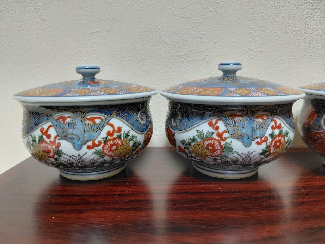 有田焼 館林源右衛門 蓋付茶碗 五客 茶道具 煎茶道具