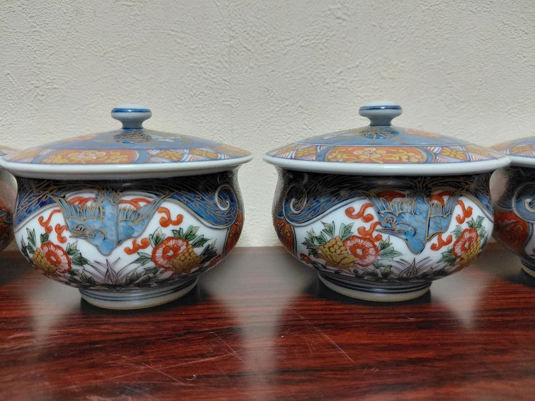 有田焼 館林源右衛門 蓋付茶碗 五客 茶道具 煎茶道具