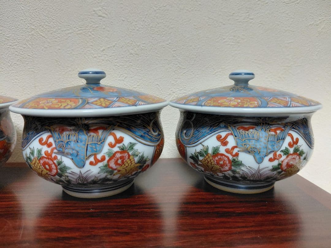 有田焼 館林源右衛門 蓋付茶碗 五客 茶道具 煎茶道具