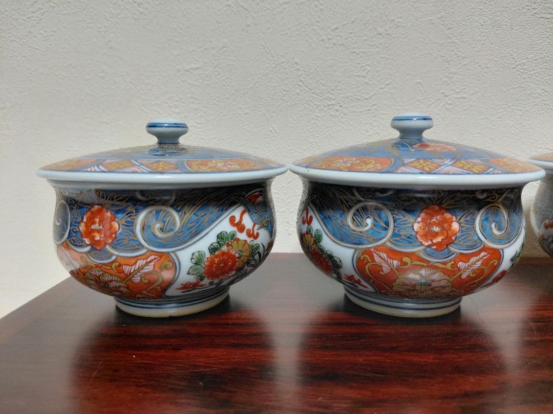 有田焼 館林源右衛門 蓋付茶碗 五客 茶道具 煎茶道具