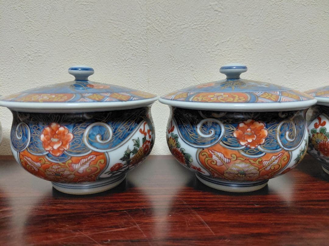 有田焼 館林源右衛門 蓋付茶碗 五客 茶道具 煎茶道具