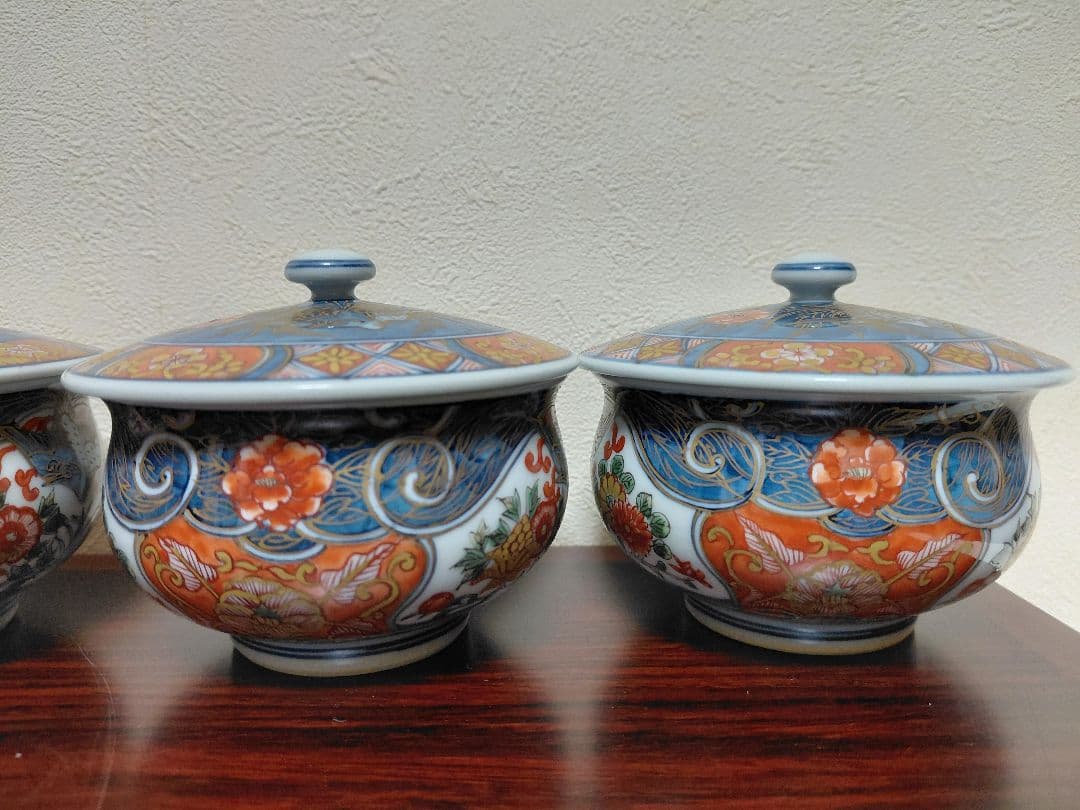 有田焼 館林源右衛門 蓋付茶碗 五客 茶道具 煎茶道具