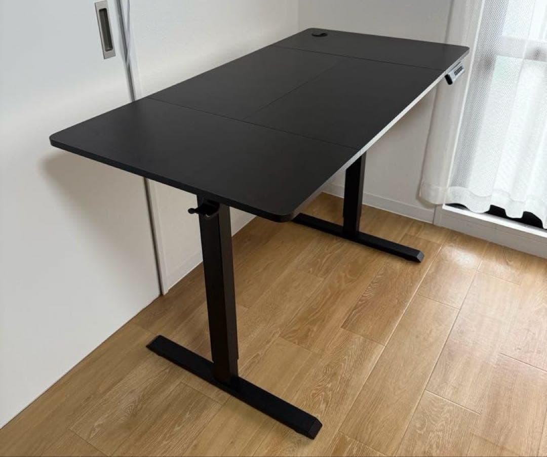 Alebert 電動乗降式パソコンデスク ブラック 幅120cm 奥行60cm