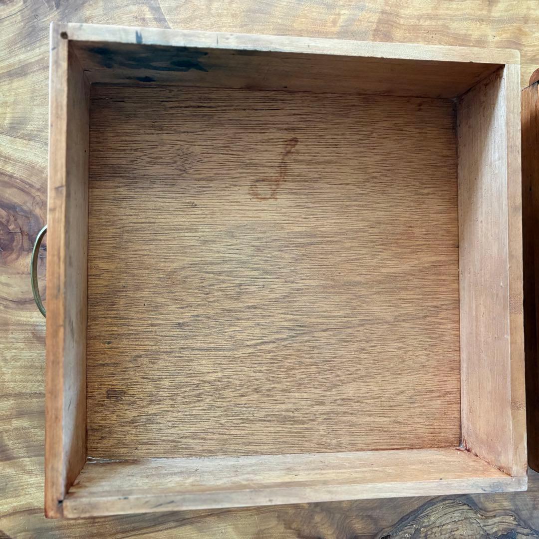 真鍮取手 アンティーク小引き出し 4段／無垢材／収納家具／ビンテージ