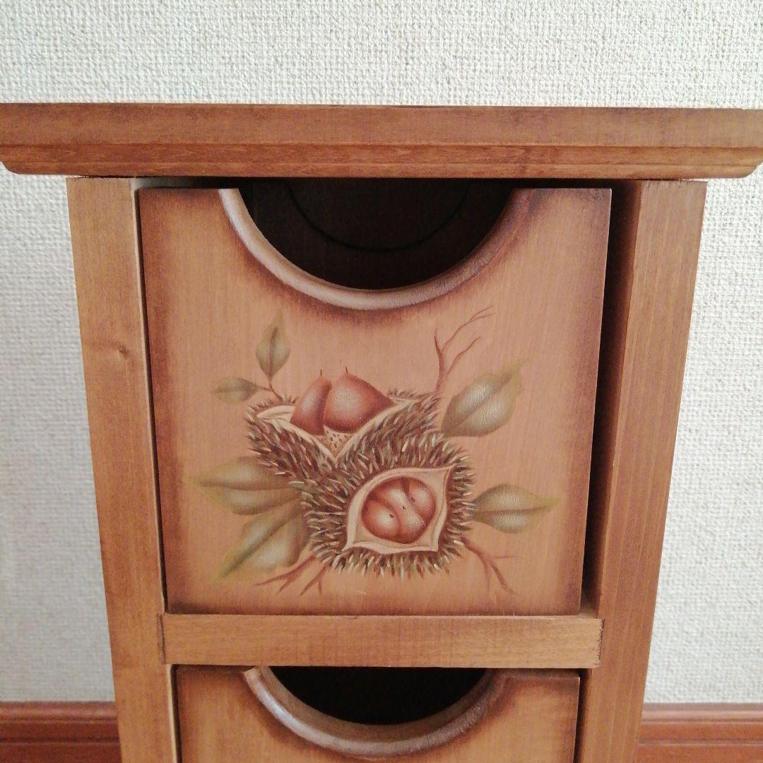 【トールペイント】木製 3段ミニチェスト 小物入れ アンティーク風