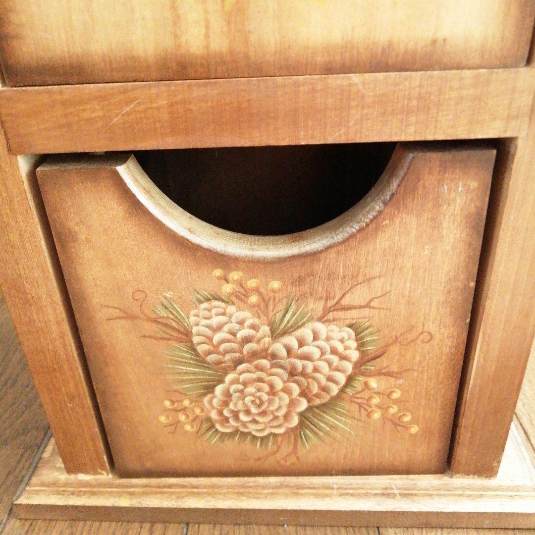 【トールペイント】木製 3段ミニチェスト 小物入れ アンティーク風