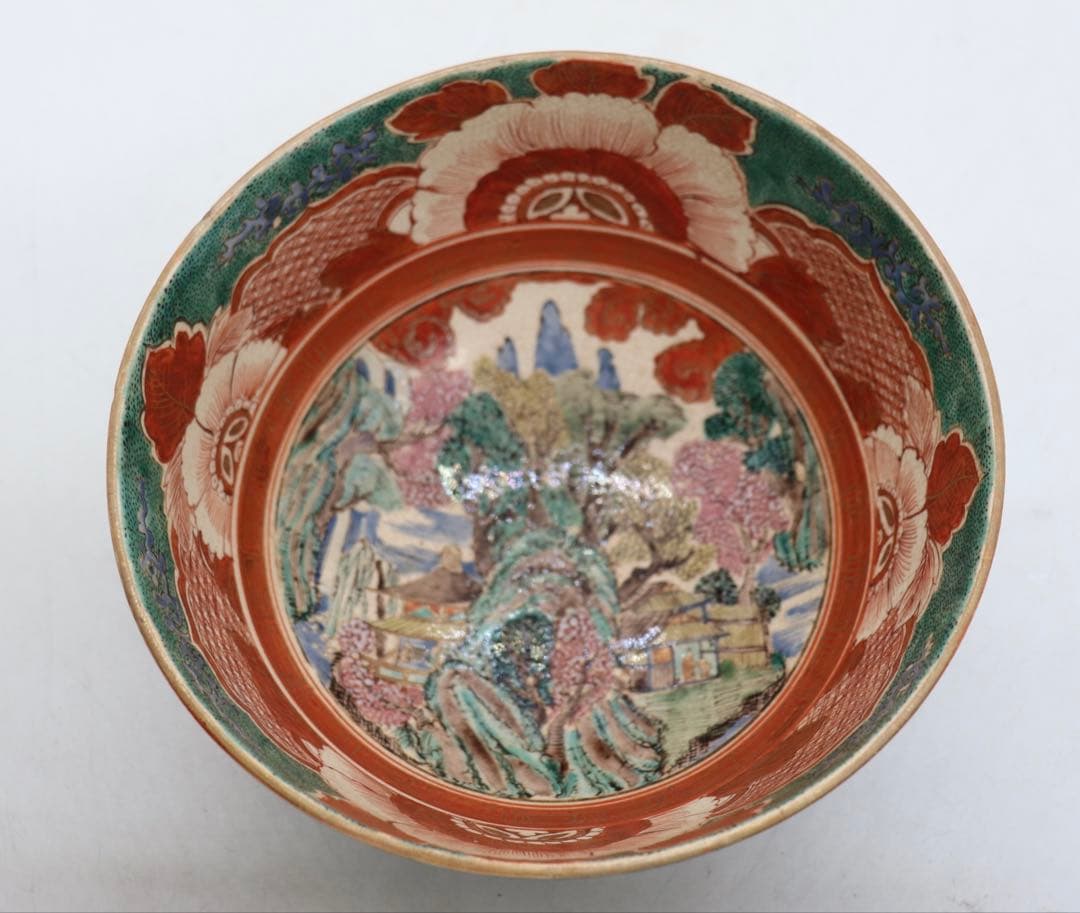 江戸晩期　古九谷　大鉢　アンティーク　木箱入　送料込み251107