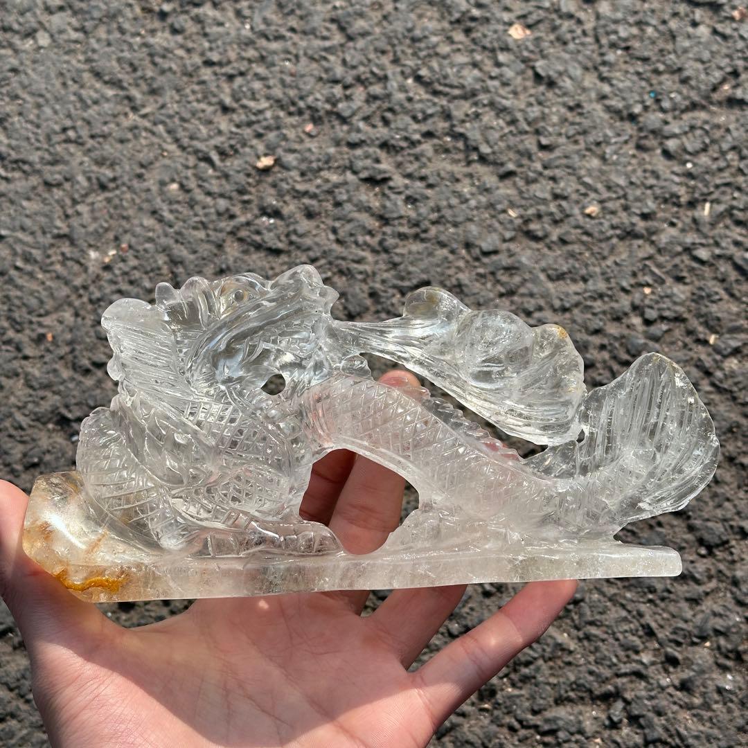 天然石水晶の龍　置物　ご購入前に在庫確認必要　G.217