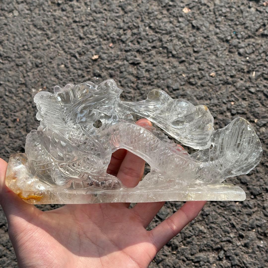 天然石水晶の龍　置物　ご購入前に在庫確認必要　G.217