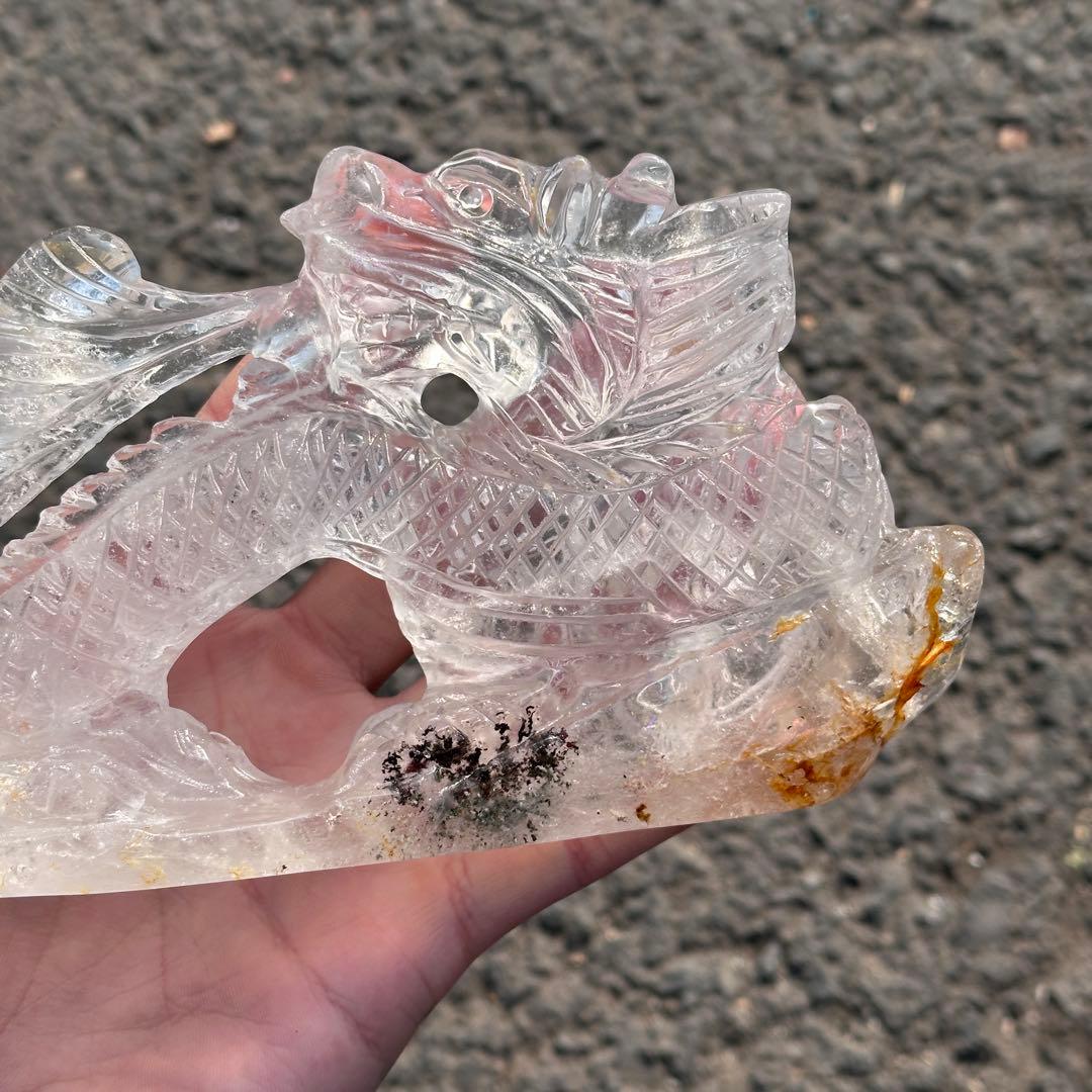 天然石水晶の龍　置物　ご購入前に在庫確認必要　G.217